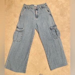 High Waist Wide Leg Cargo Jeans